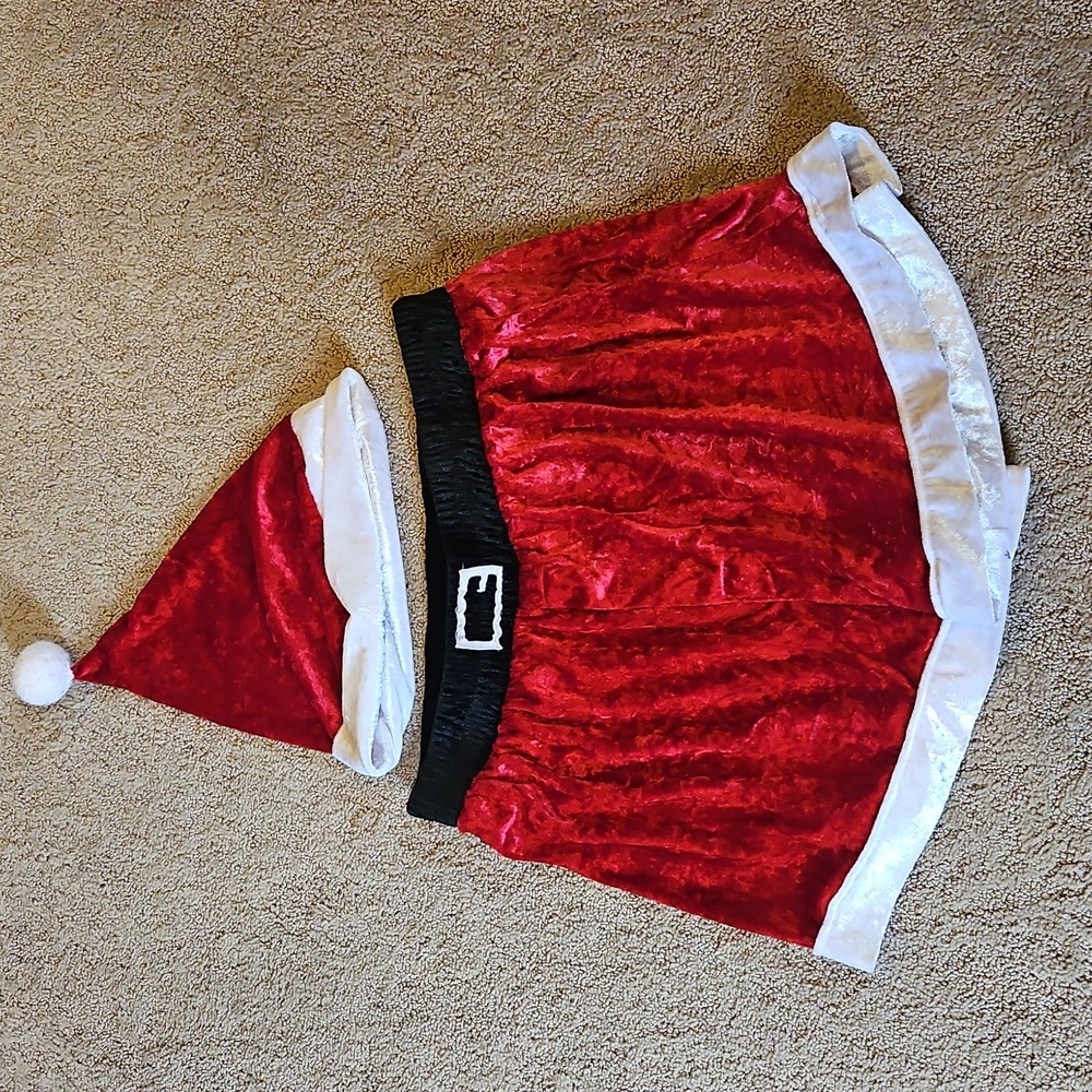 Festive Red Velvet MEN' BOXER With Matching Santa Hat